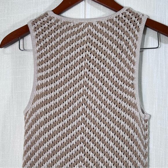 House Of Harlow 1960 NWT Chevron Crochet Knit Ivory Khaki Maxi Dress Size M - Picture 10 of 12